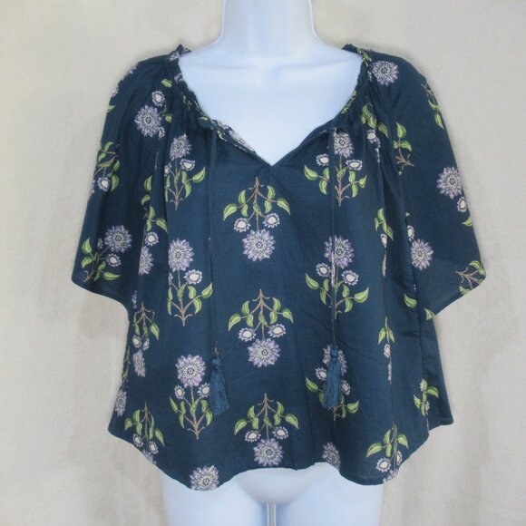 Old Navy Floral Tassel Peasant Top | Size Small | NWT - Picture 2 of 13